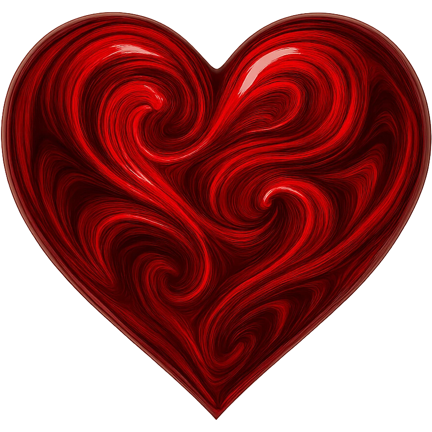 heart with a swirling ruby red effect emoji