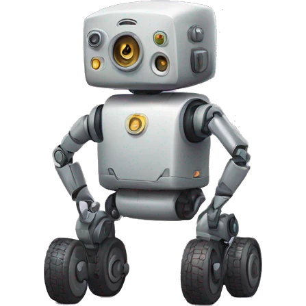 a robot with wheels for legs and a backpack on his back.  emoji