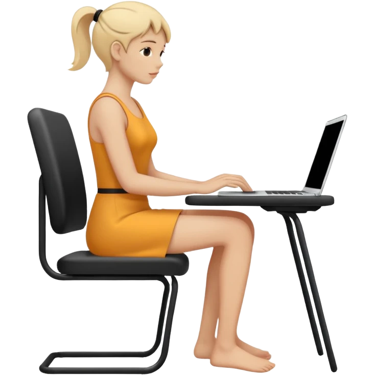 Minimalistic flat vector icon, iOS style, thin black contour on white background. Person silhouette sitting with a laptop, code brackets <> on the screen. Clean, no text, no shadows. emoji