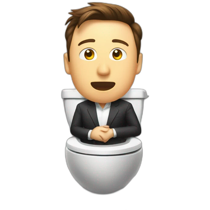 elon musk in the toilet that has the twitter logo emoji