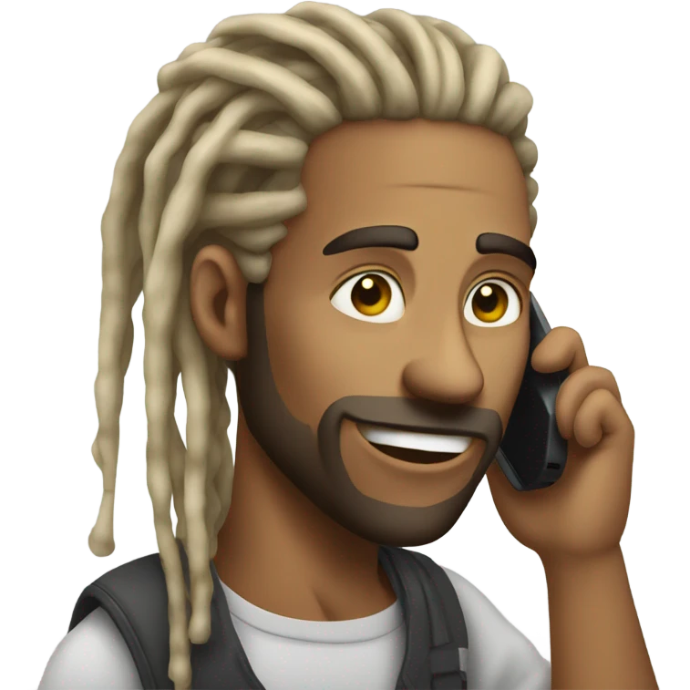 a man talking on his cell phone with dreadlocks  emoji