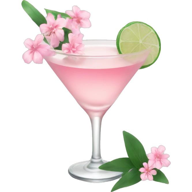 Cocktail with light pink flowers emoji