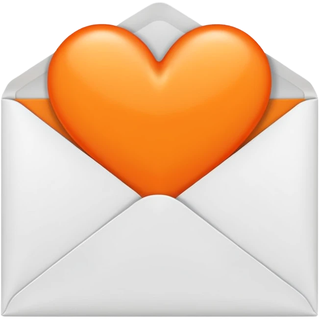 white envelop with orange heart inside emoji
