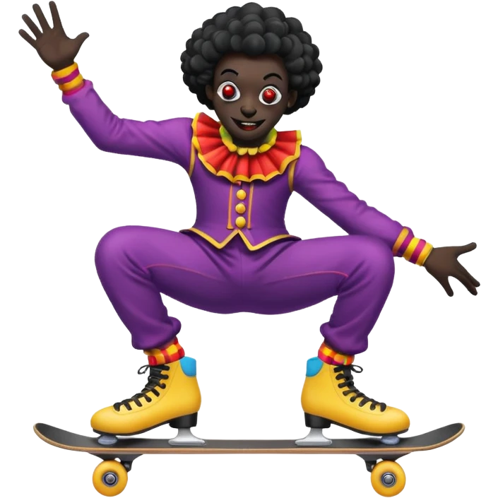 skater clown skating black emoji