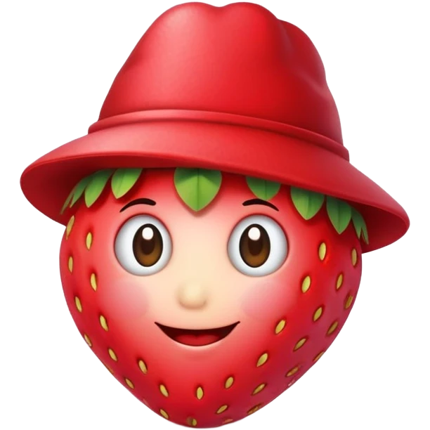 Strawberry with a hat emoji