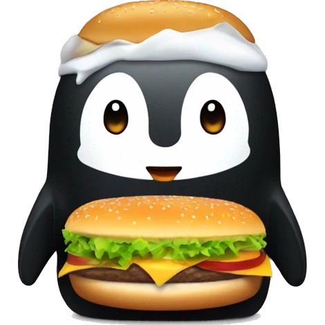 pingüino con una hamburguesa emoji