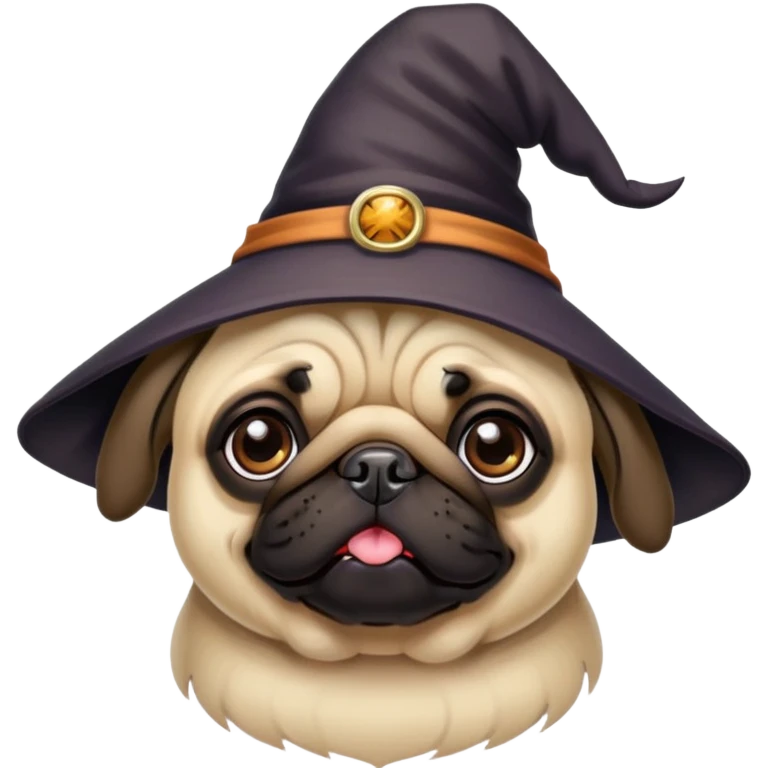 Pug dog wearing a witch hat  emoji