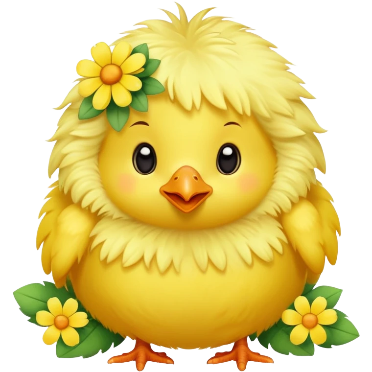 Little cute chick with flowers  emoji