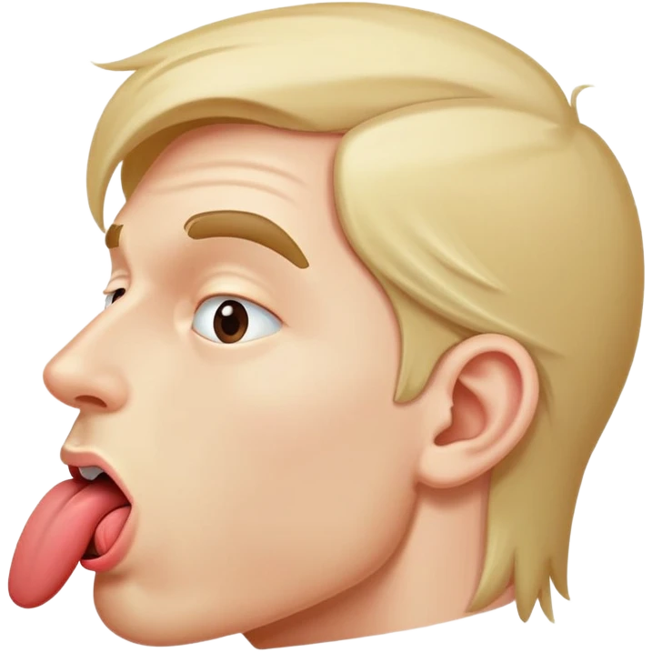 clear side profile of a man sticking his tongue out, complete side view showing the side of face emoji