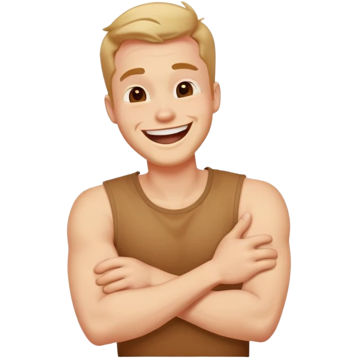 Arm crossed neck laughing guy emoji