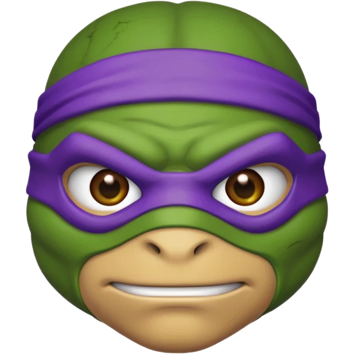 Donatello from Teenage Mutant Ninja Turtles, emoji style, with a determined look emoji