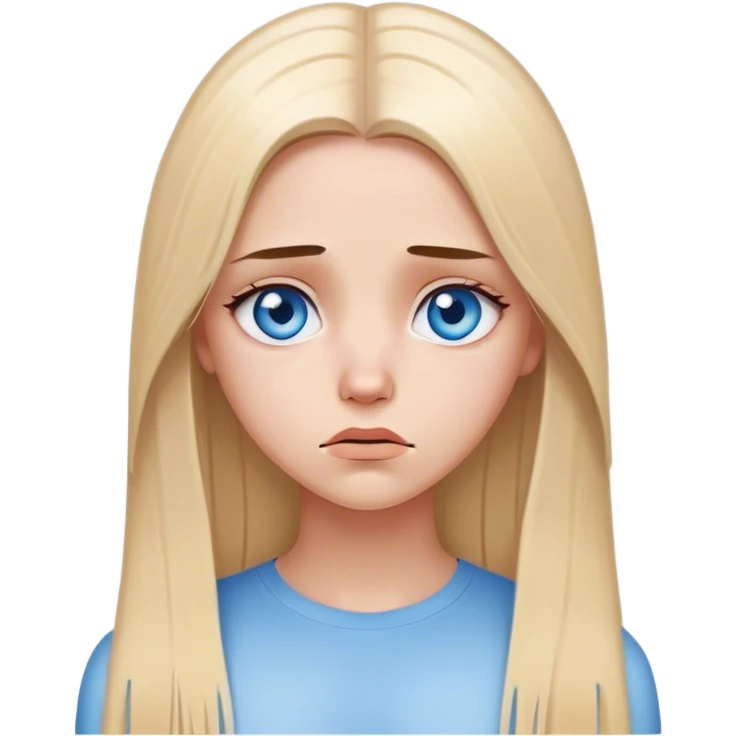 beautiful white girl with long straight blonde hair blue eyes sad angry upset hurt mad emoji