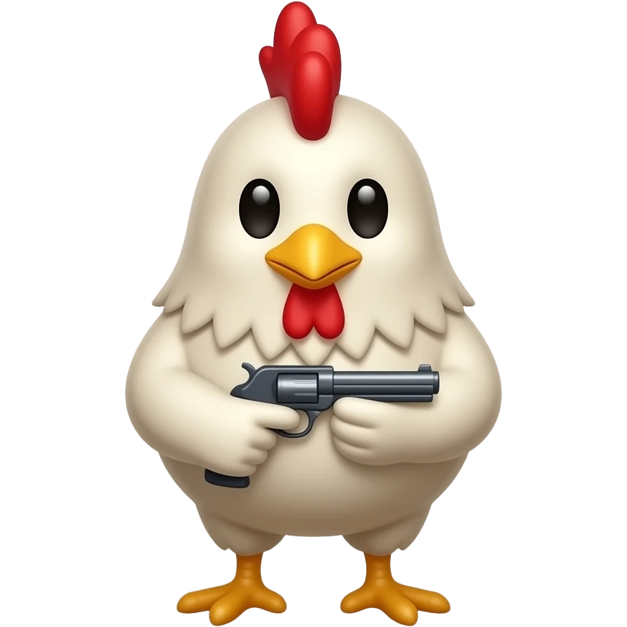 Make a chicken with a gun emoji and the chicken is circle emoji