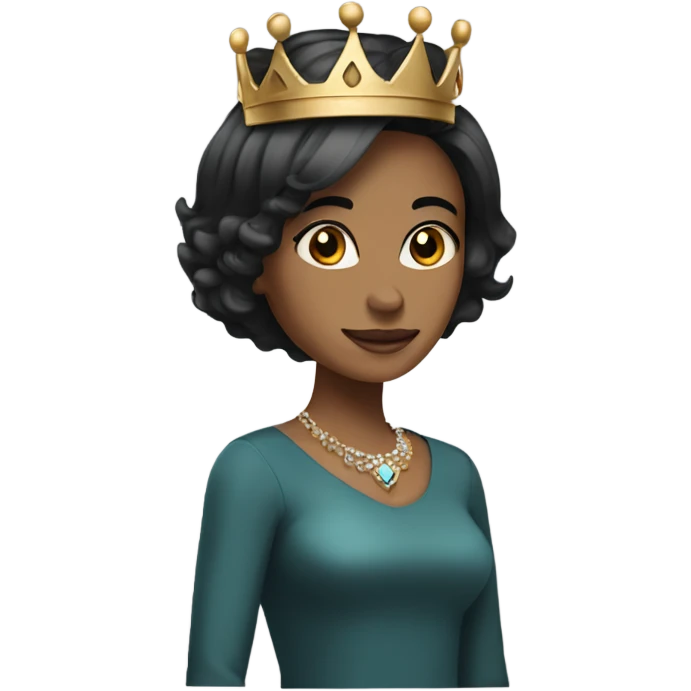 medium dark tone female with a bob haircut (black hair) wearing a queen's crown emoji