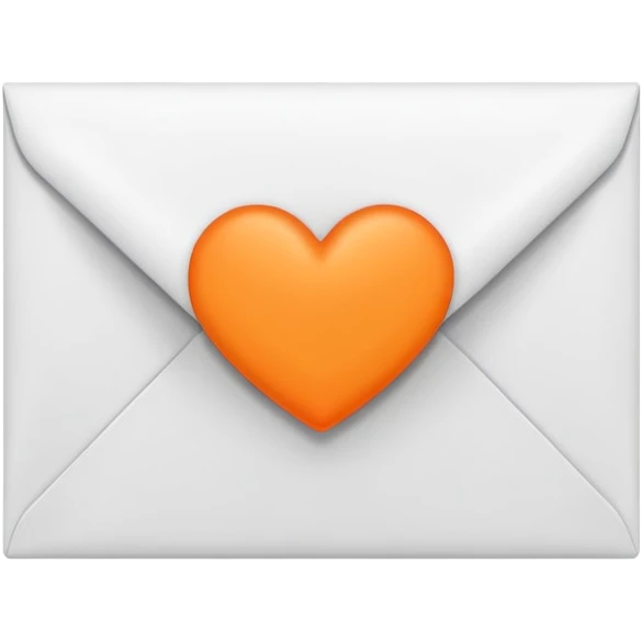 white envelop with small orange heart inside emoji