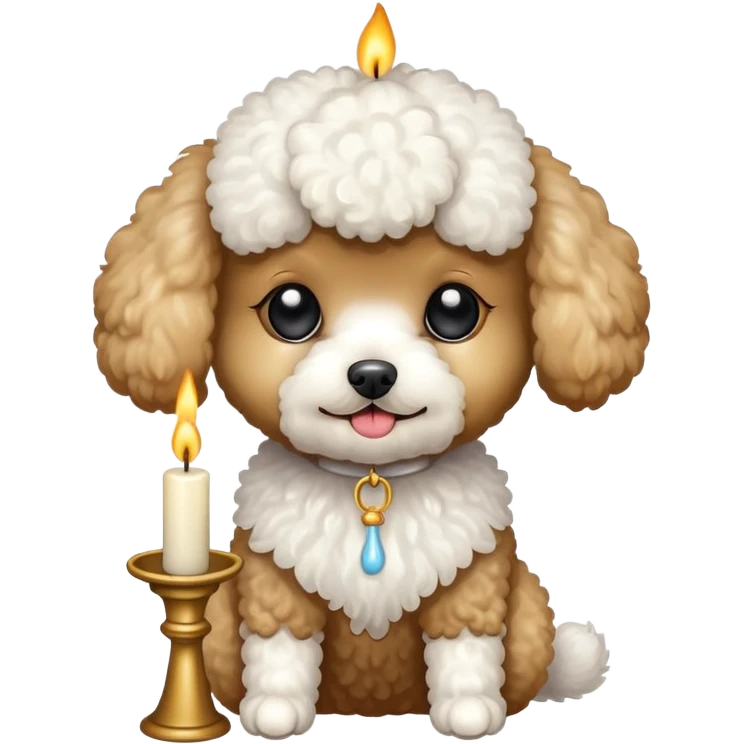 toy poodle holding a candle emoji