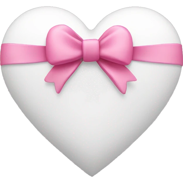 White heart with pink bow around it  emoji
