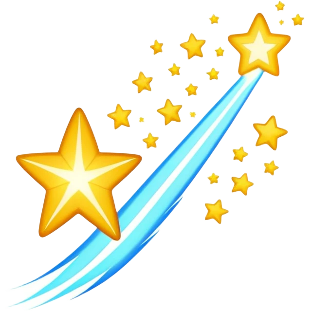 a shooting star with a glowing trail, dynamic and bright emoji