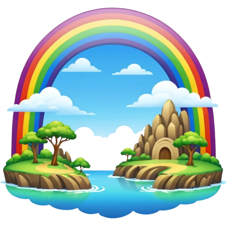 Rainbow Bridge – Arched rainbow connecting flying islands. emoji