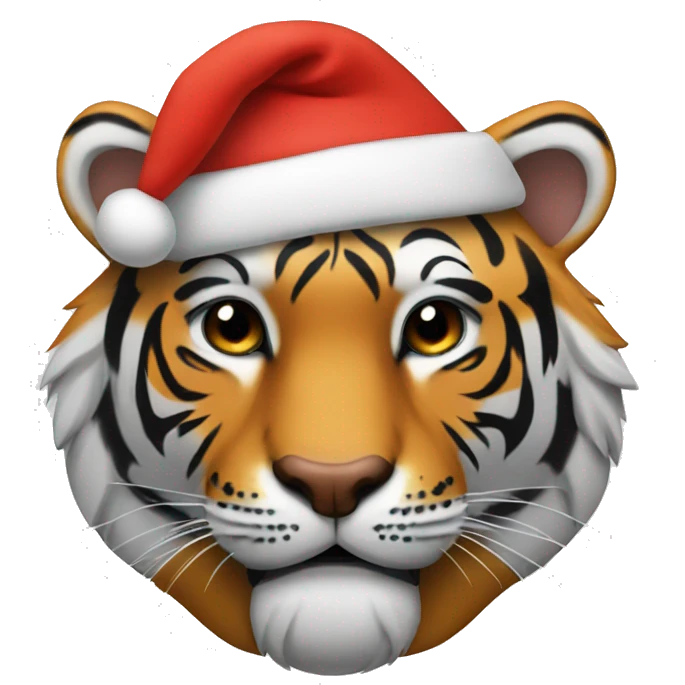 tiger with Santa hat emoji