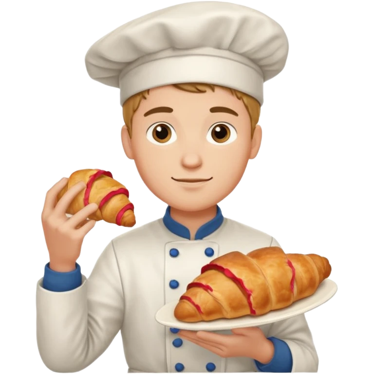 Young male baker – holding a croissant

 emoji