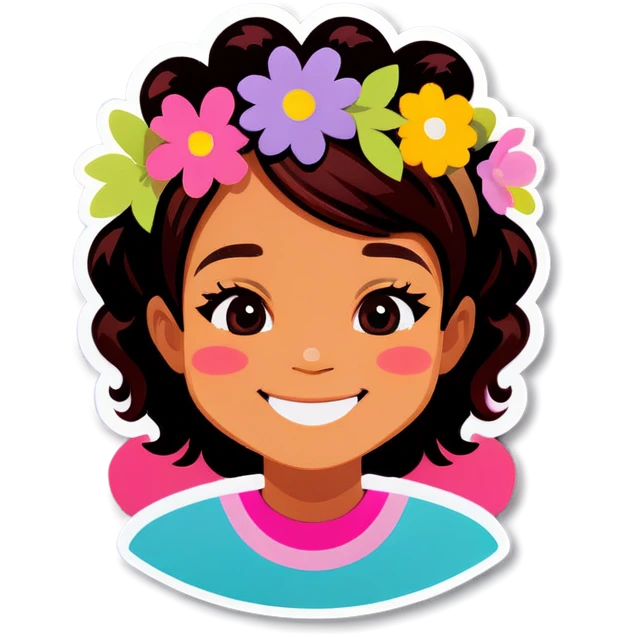 smiling girl with flower crown emoji
