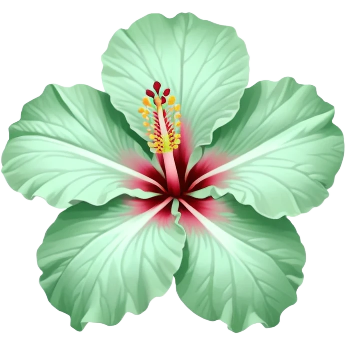 Hibiscus flower light mint green white emoji