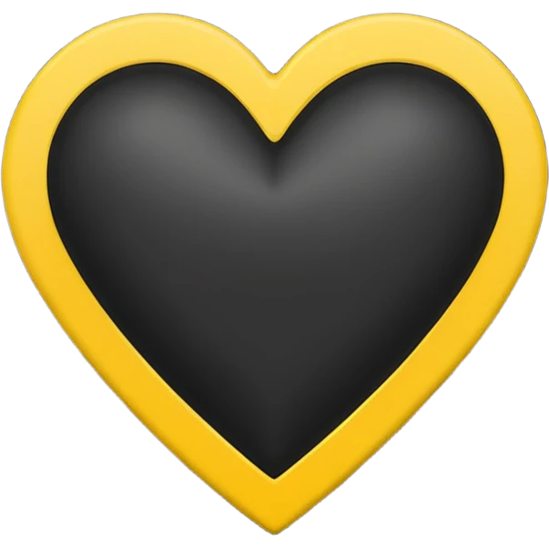 Black heart with yellow road stripe in center emoji