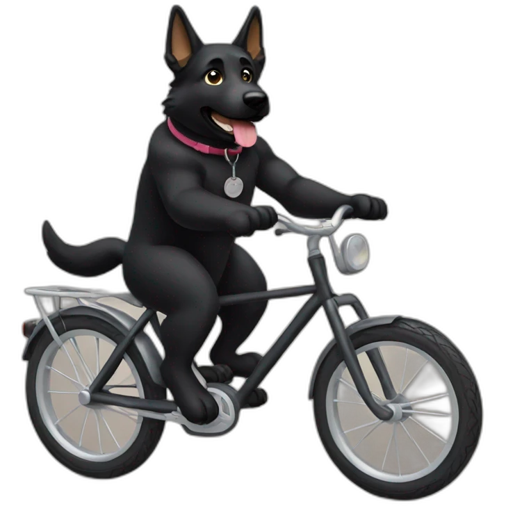 Black German shepherd biking emoji