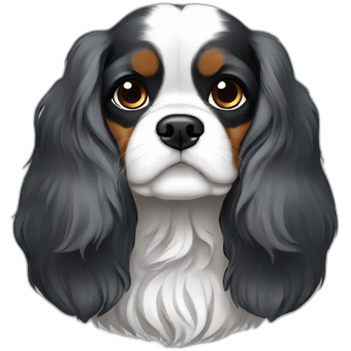 Chien cavalier king charles noir gris et blanc emoji