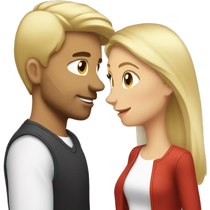 Blond man and brunette woman in love emoji