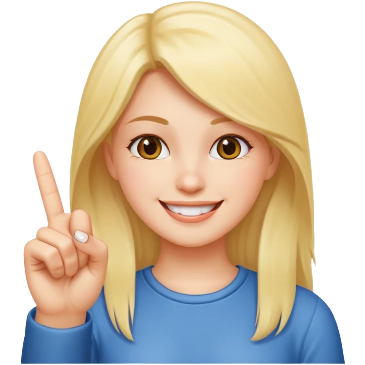 Girl smiling and sticking up middle finger emoji