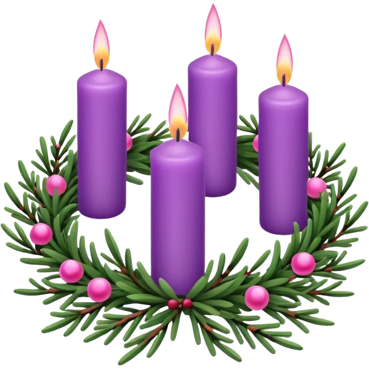 advent wreath with 3 purple candles and one pink candle emoji