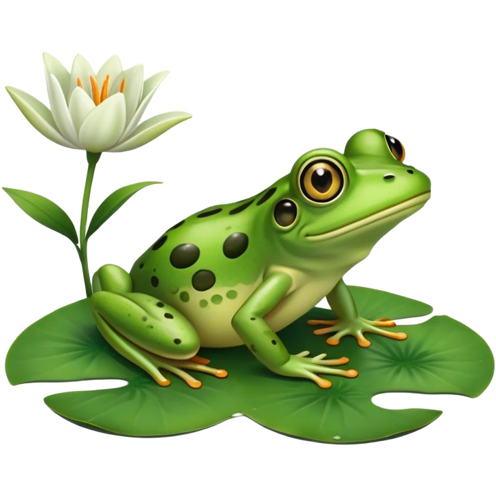 frog slipping on a lily pad with shocked expression emoji