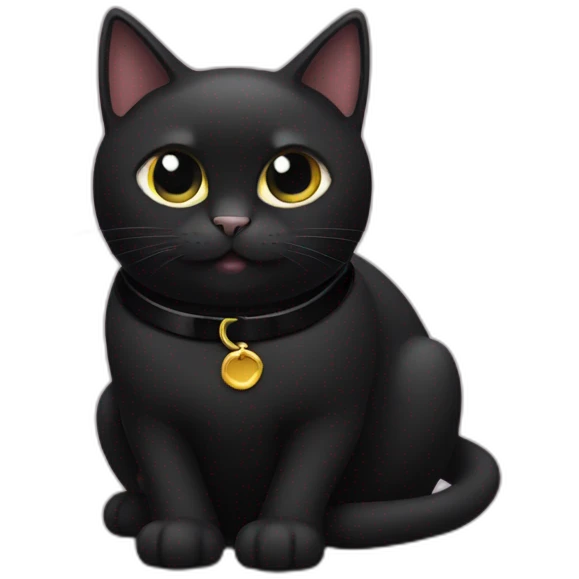 black cat in black collar in black bell emoji