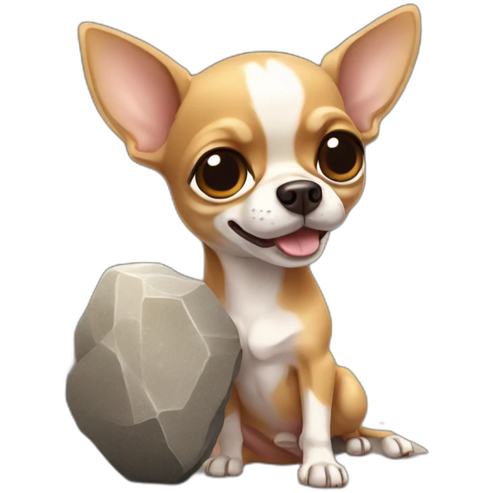 chihuahua hold a huge stone emoji