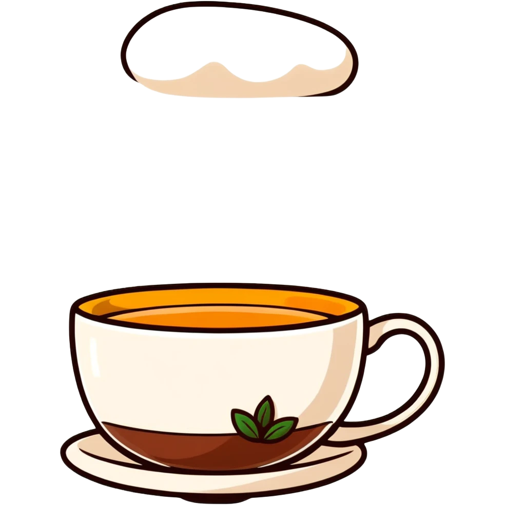 beautiful teacup with hot tea and steam emoji