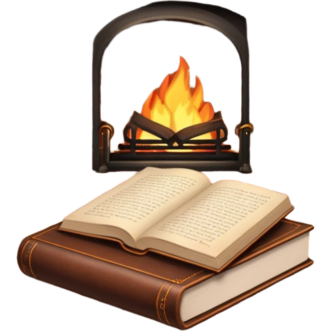 Book by a fireplace emoji