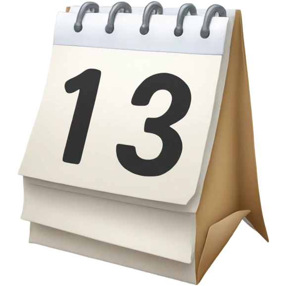 A calendar with the number 13 emoji