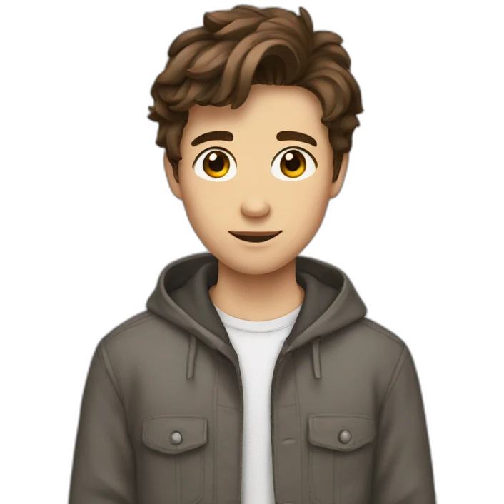 teenage boy with brown hair and brown eyes emoji