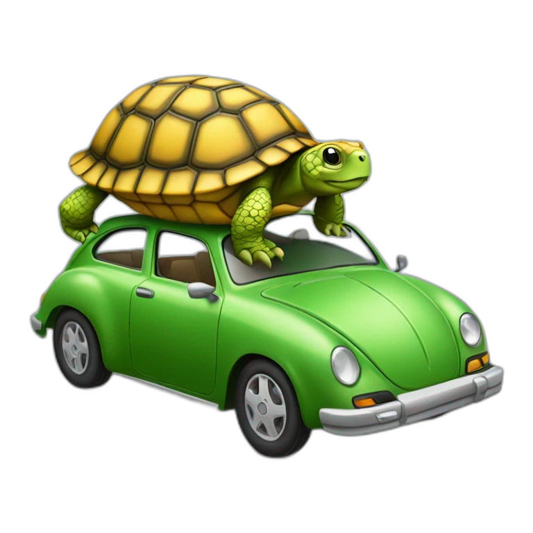 Tortue sur une voiture emoji