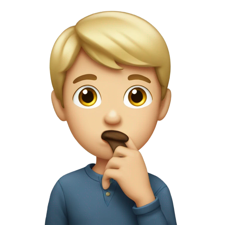 a boy of European appearance covers his mouth with his hand emoji
