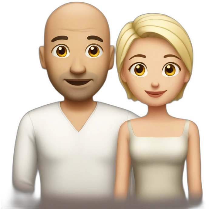 Bald man and his young wife emoji