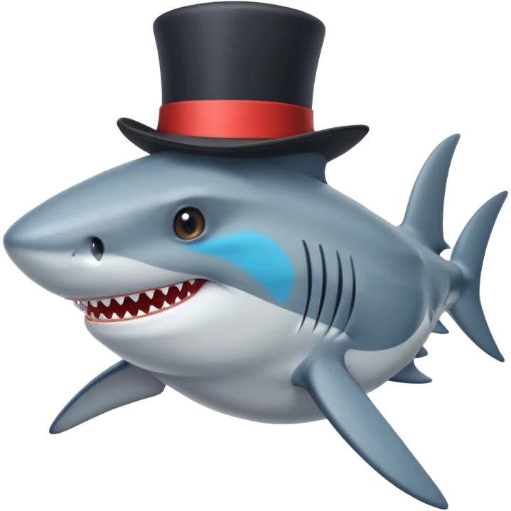 Shark with a top hat emoji
