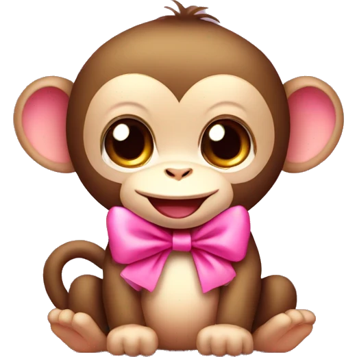 cute monkey with pink bow emoji