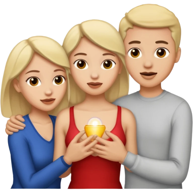 Female, male, female hard-core threesome  intimate sex with clear view of penis and vaginas emoji