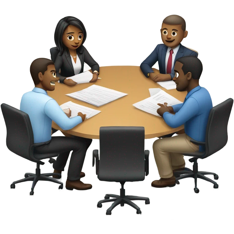 men and women work meeting at a table emoji