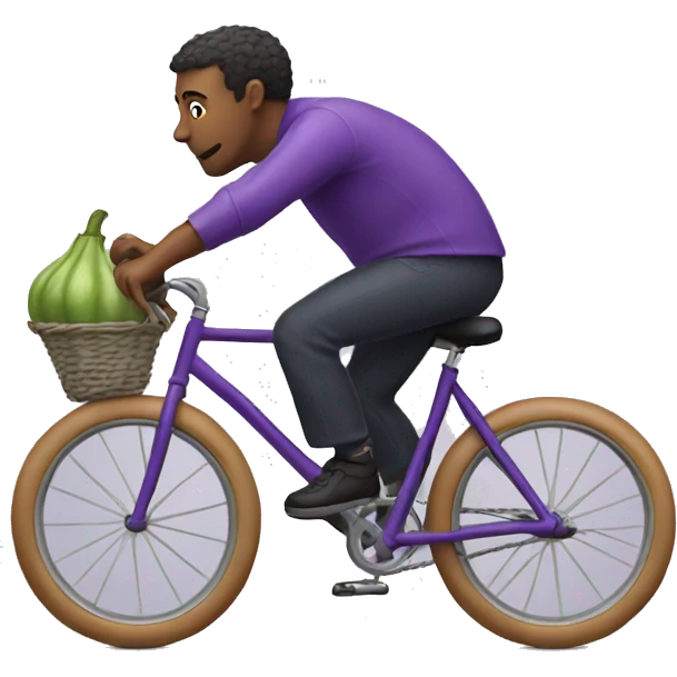 A man riding a bicycle but the bike is an eggplant  emoji