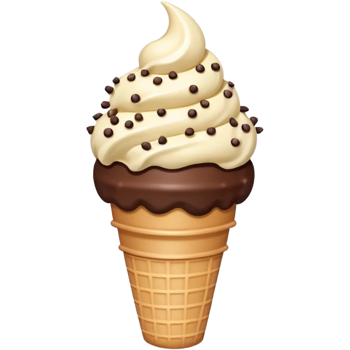 Vanilla ice cream cone with chocolate sprinkles emoji