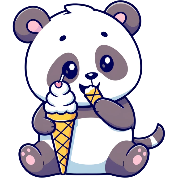 Panda eating ice cream emoji